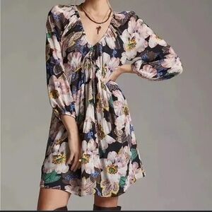 Anthropologie Long Sleeve Floral Dress
